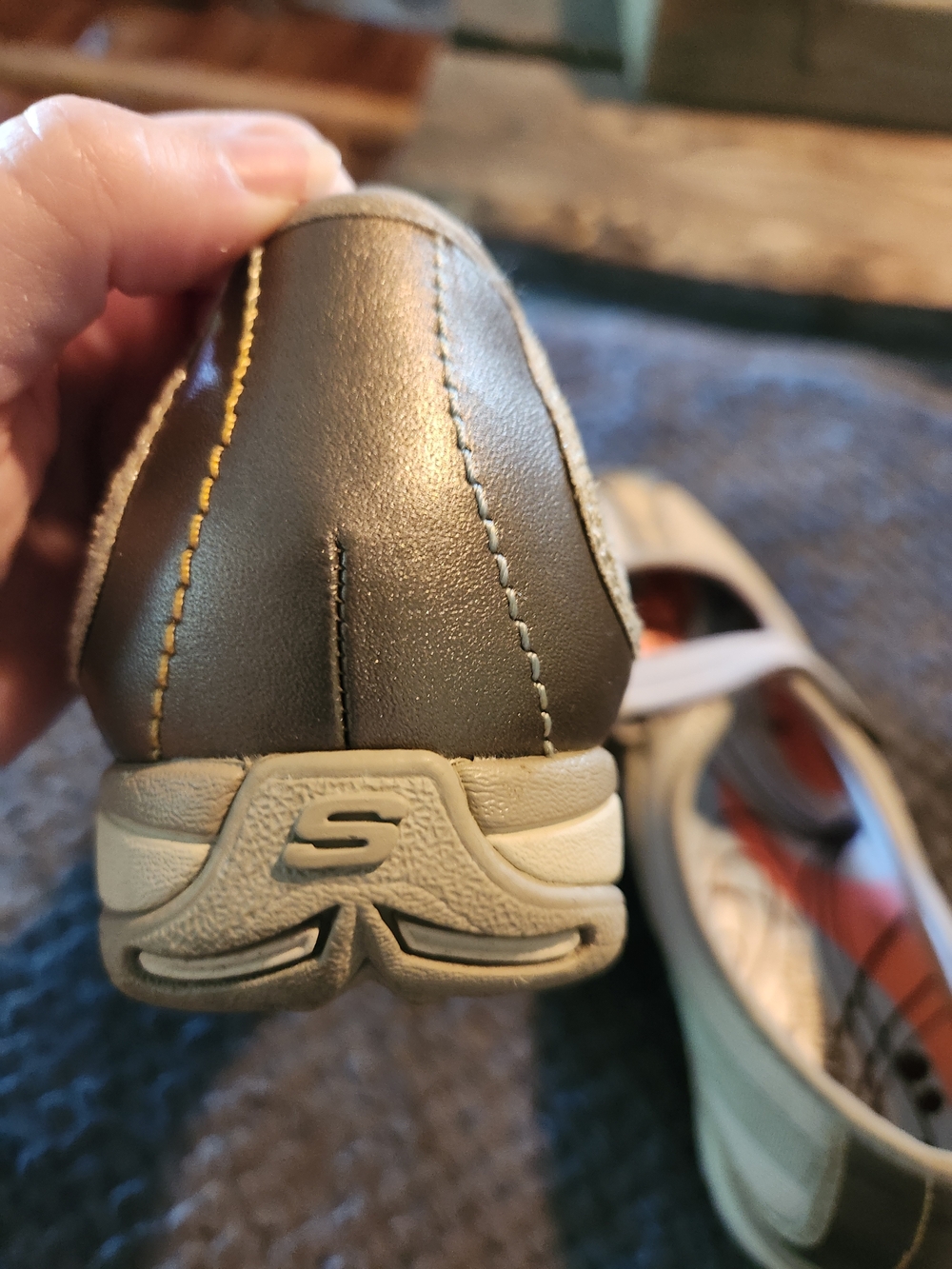 Skechers Mary Jane Sport Shoes in Metallic Silver & Light Beige - Picture 11 of 15